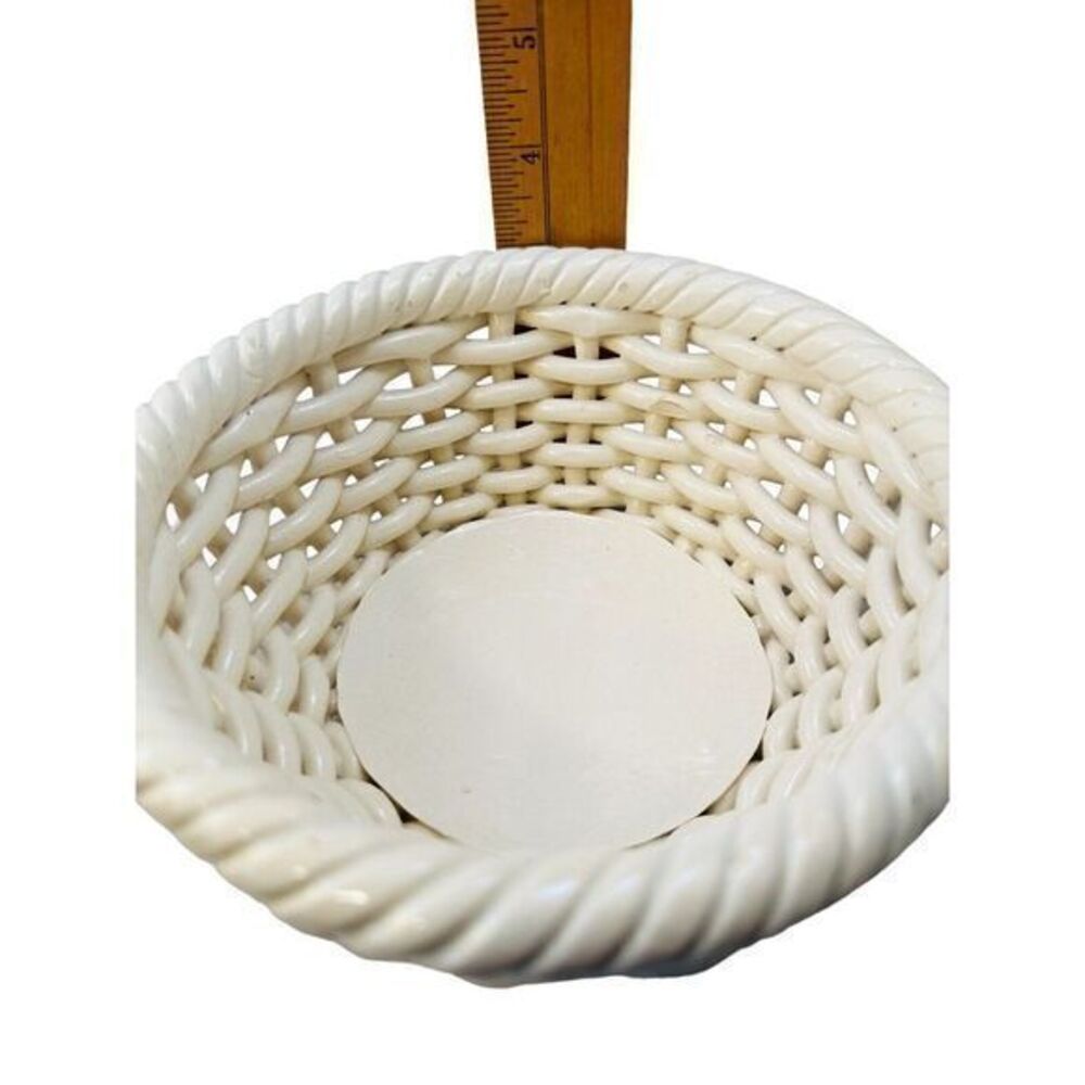 Vintage Decor White Basket Weave Lattice Bowl Made in Spain By Hispania CH - Picture 7 of 12